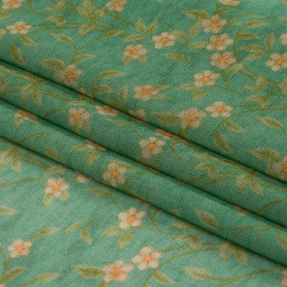 Viscose Georgette - Green and Cream Floral - Flora's Crown Print - Mood Exclusive Secret Garden Collection