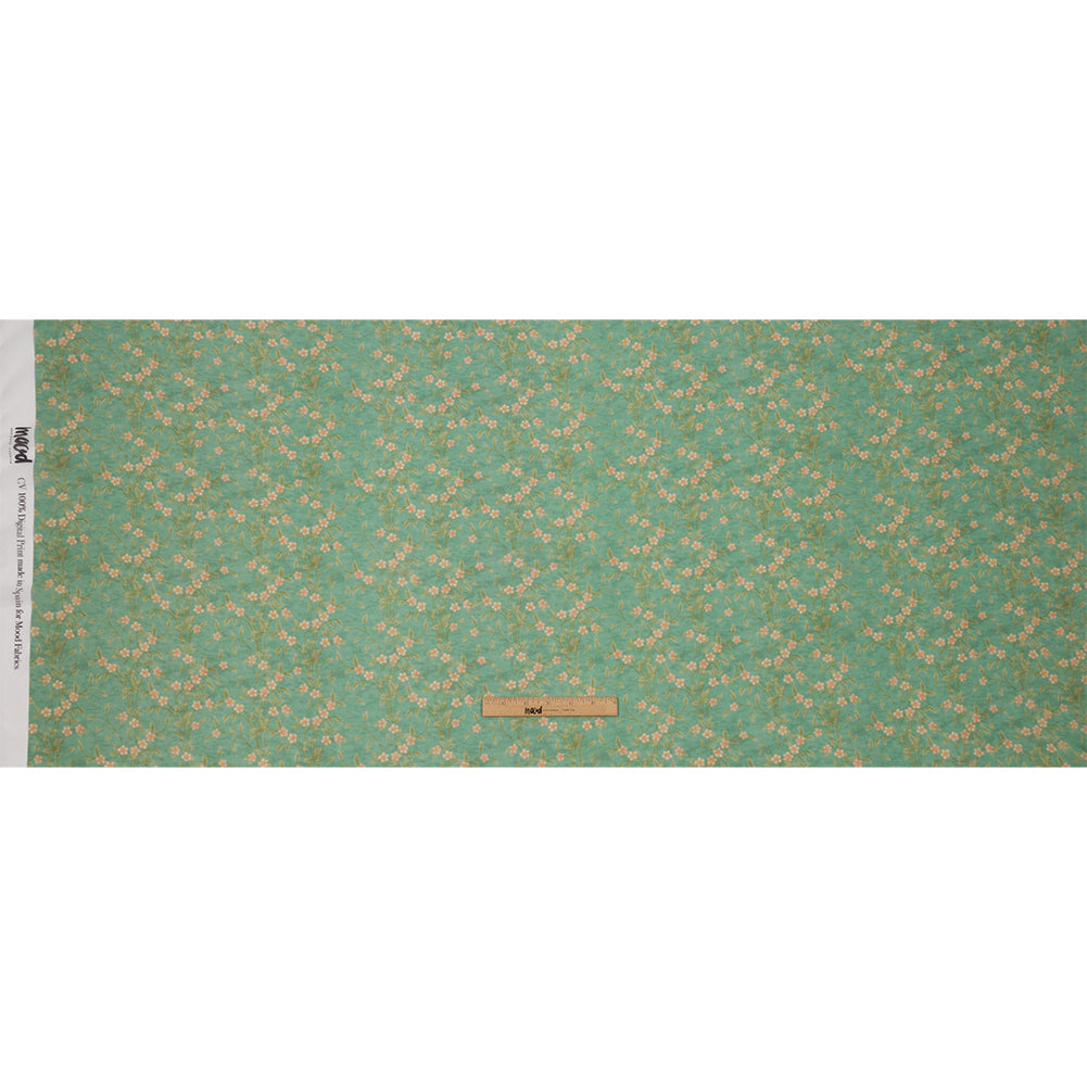 Viscose Georgette - Green and Cream Floral - Flora's Crown Print - Mood Exclusive Secret Garden Collection - Full