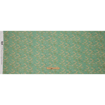 Viscose Georgette - Green and Cream Floral - Flora's Crown Print - Mood Exclusive Secret Garden Collection