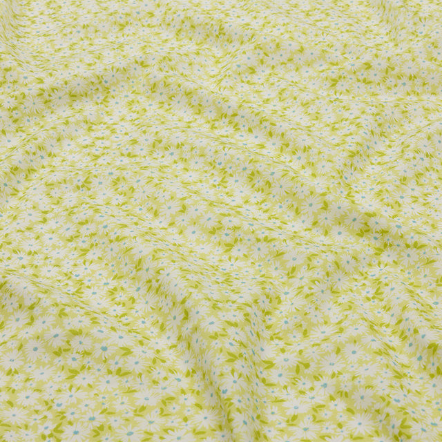 Cotton Poplin - Lime Green and White Floral - Sunday in the Park Print - Mood Exclusive Secret Garden Collection