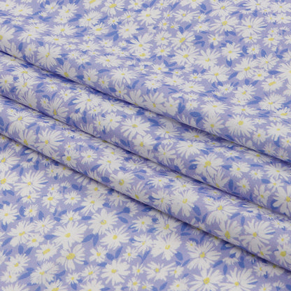 Cotton Poplin - Periwinkle and White Floral - Sunday in the Park Print - Mood Exclusive Secret Garden Collection
