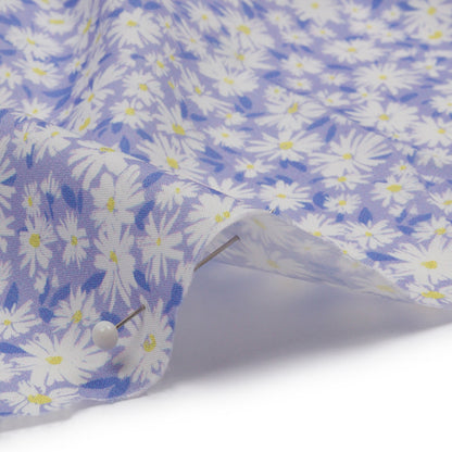 Cotton Poplin - Periwinkle and White Floral - Sunday in the Park Print - Mood Exclusive Secret Garden Collection
