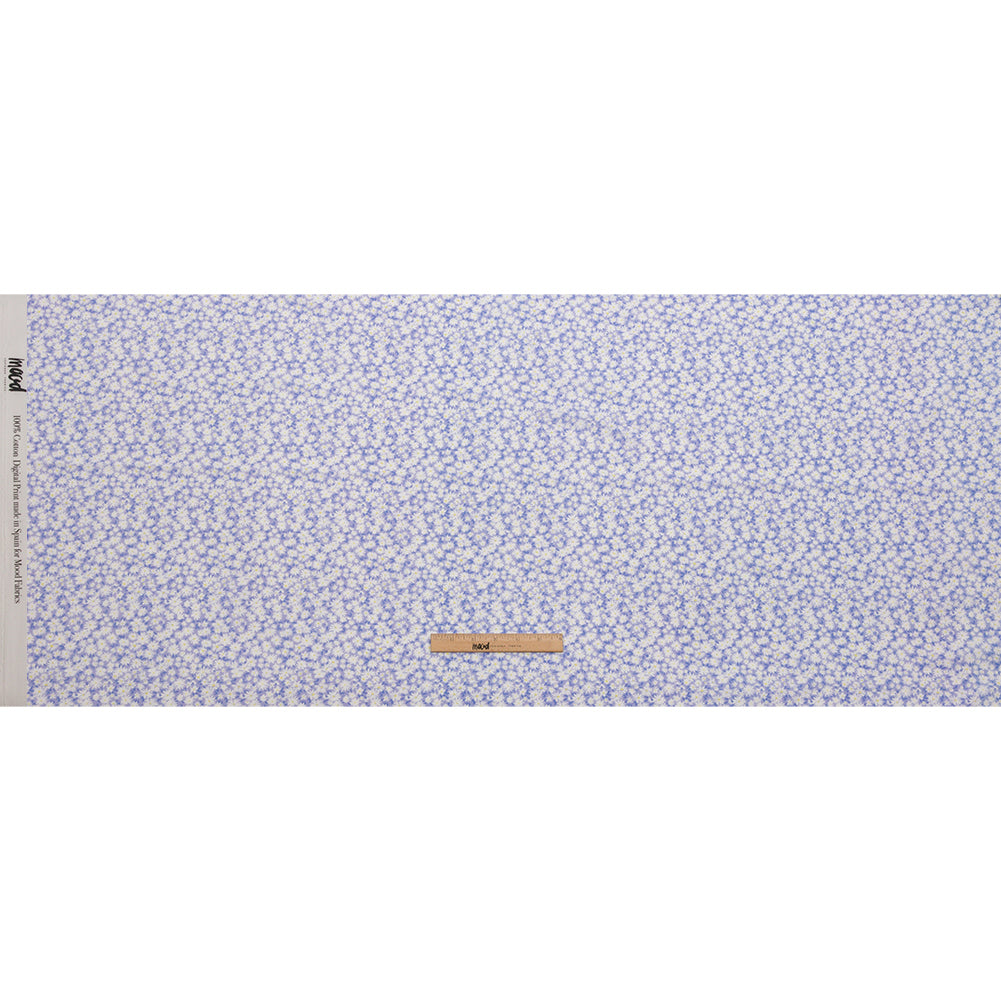 Cotton Poplin - Periwinkle and White Floral - Sunday in the Park Print - Mood Exclusive Secret Garden Collection - Full