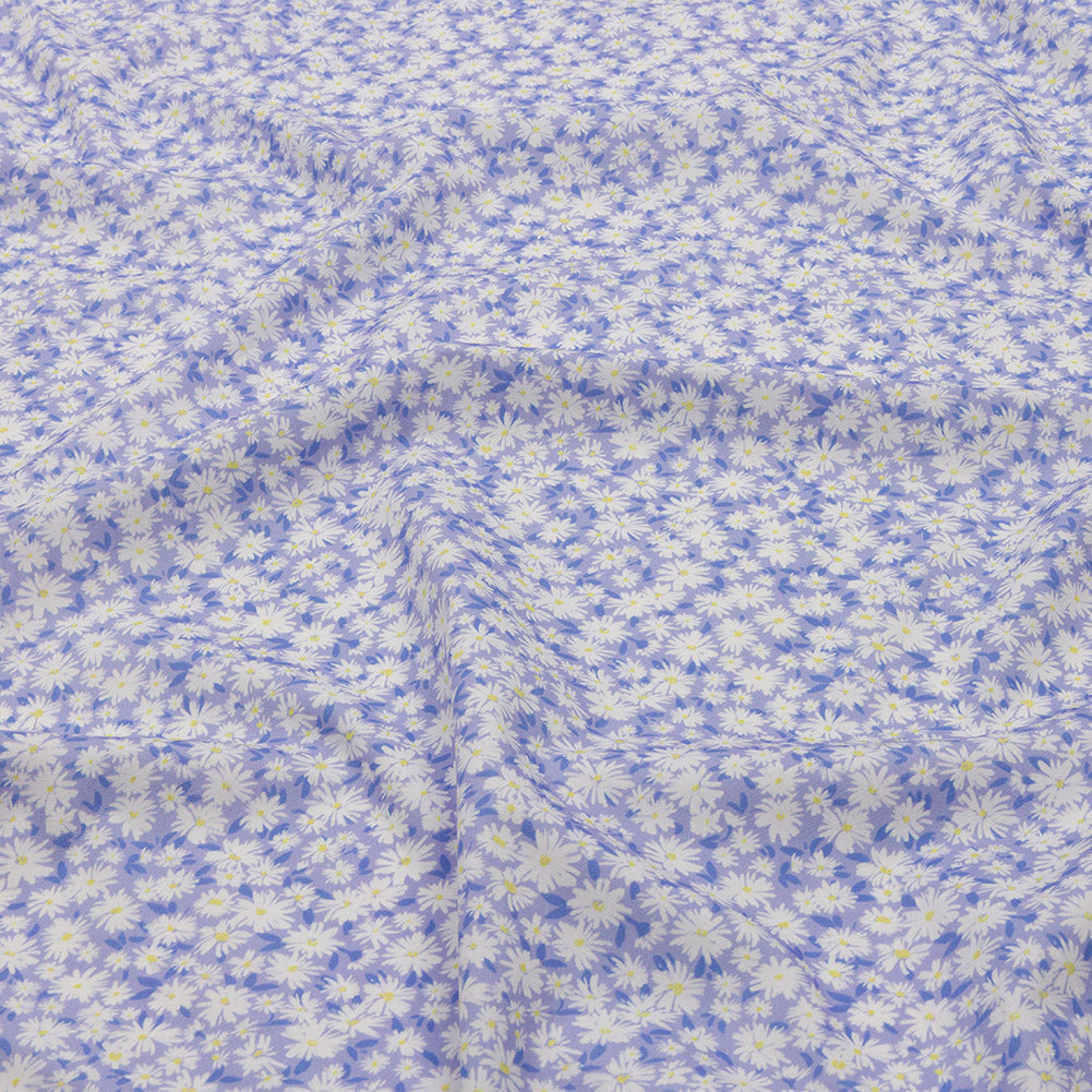 Cotton Poplin - Periwinkle and White Floral - Sunday in the Park Print - Mood Exclusive Secret Garden Collection