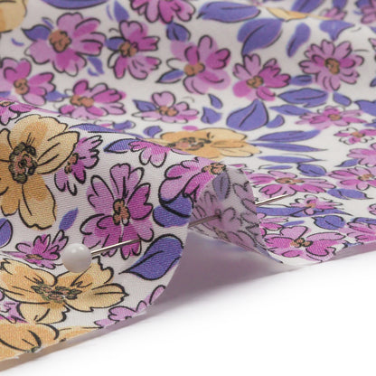Cotton Poplin - Bigger Pink and Yellow Floral - Springtime Saunter Print - Mood Exclusive Secret Garden Collection
