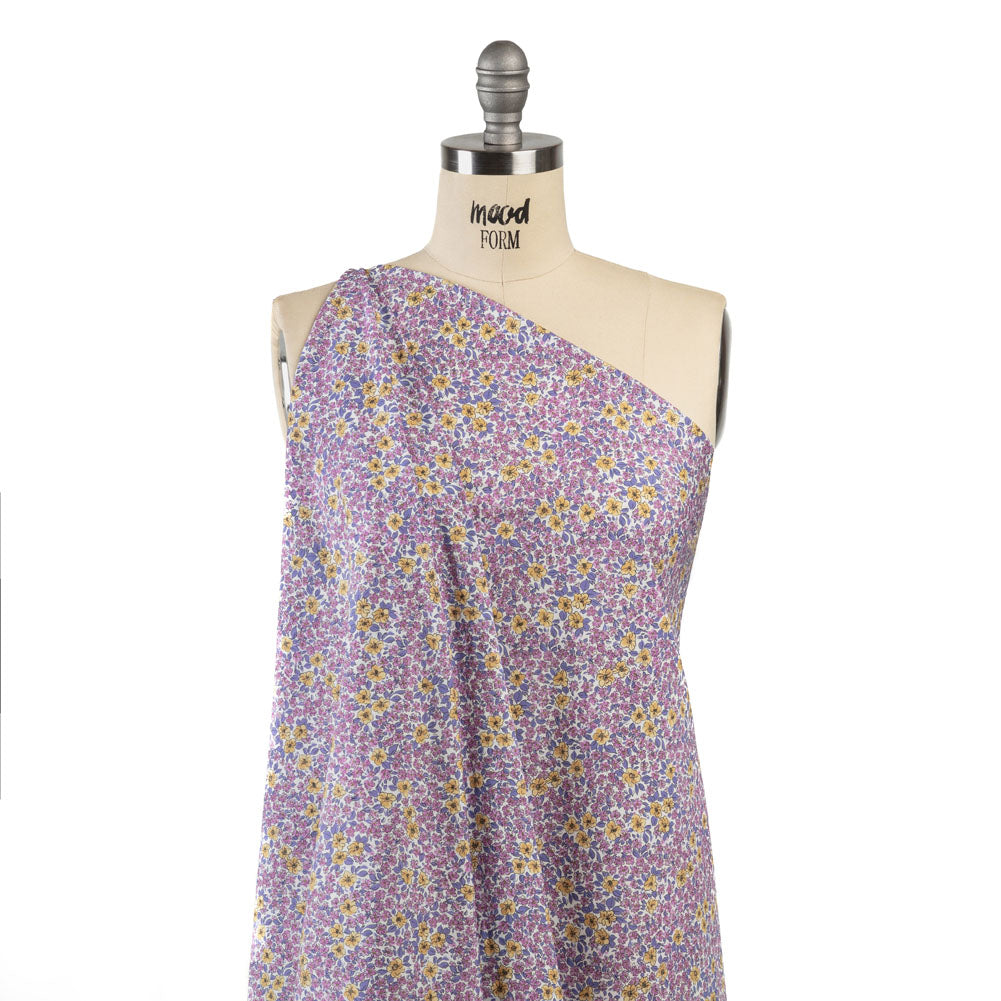 Cotton Poplin - Pink and Yellow Floral - Springtime Saunter Print - Mood Exclusive Secret Garden Collection - Drape