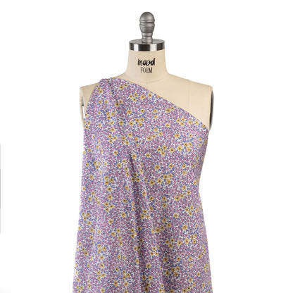 Cotton Poplin - Pink and Yellow Floral - Springtime Saunter Print - Mood Exclusive Secret Garden Collection
