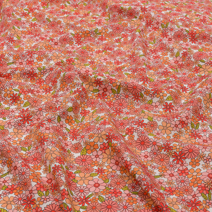 Cotton Poplin - Orange Floral - Strawberry Fields Print - Mood Exclusive Secret Garden Collection