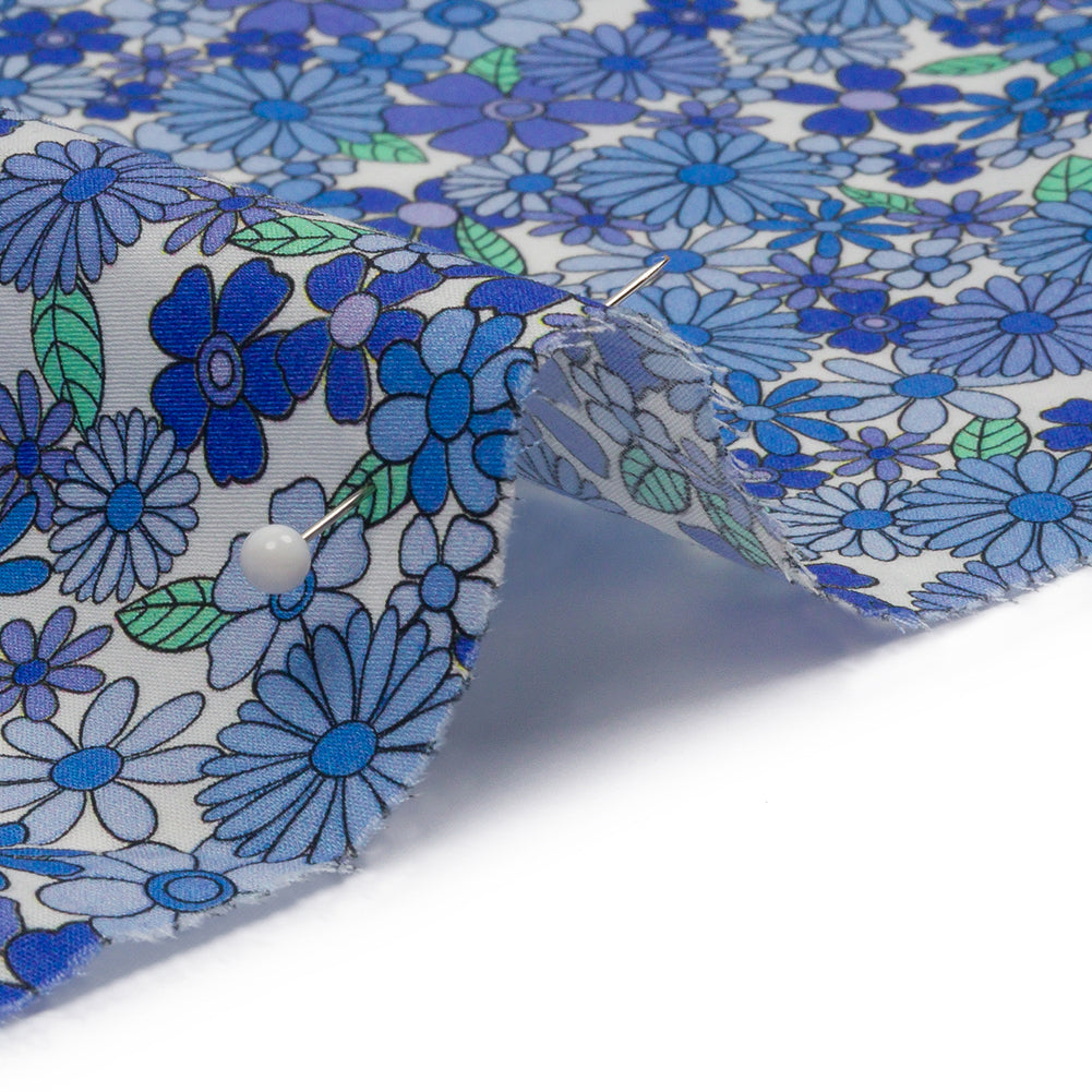 Cotton Poplin - Blue Floral - Strawberry Fields Print - Mood Exclusive Secret Garden Collection - Detail