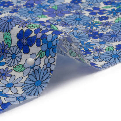 Cotton Poplin - Blue Floral - Strawberry Fields Print - Mood Exclusive Secret Garden Collection
