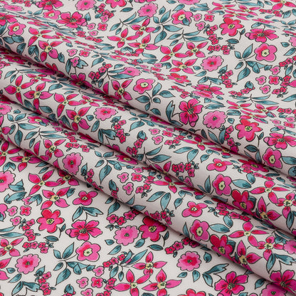 Cotton Poplin - Pink Floral - Botanical Stroll Print - Mood Exclusive Secret Garden Collection