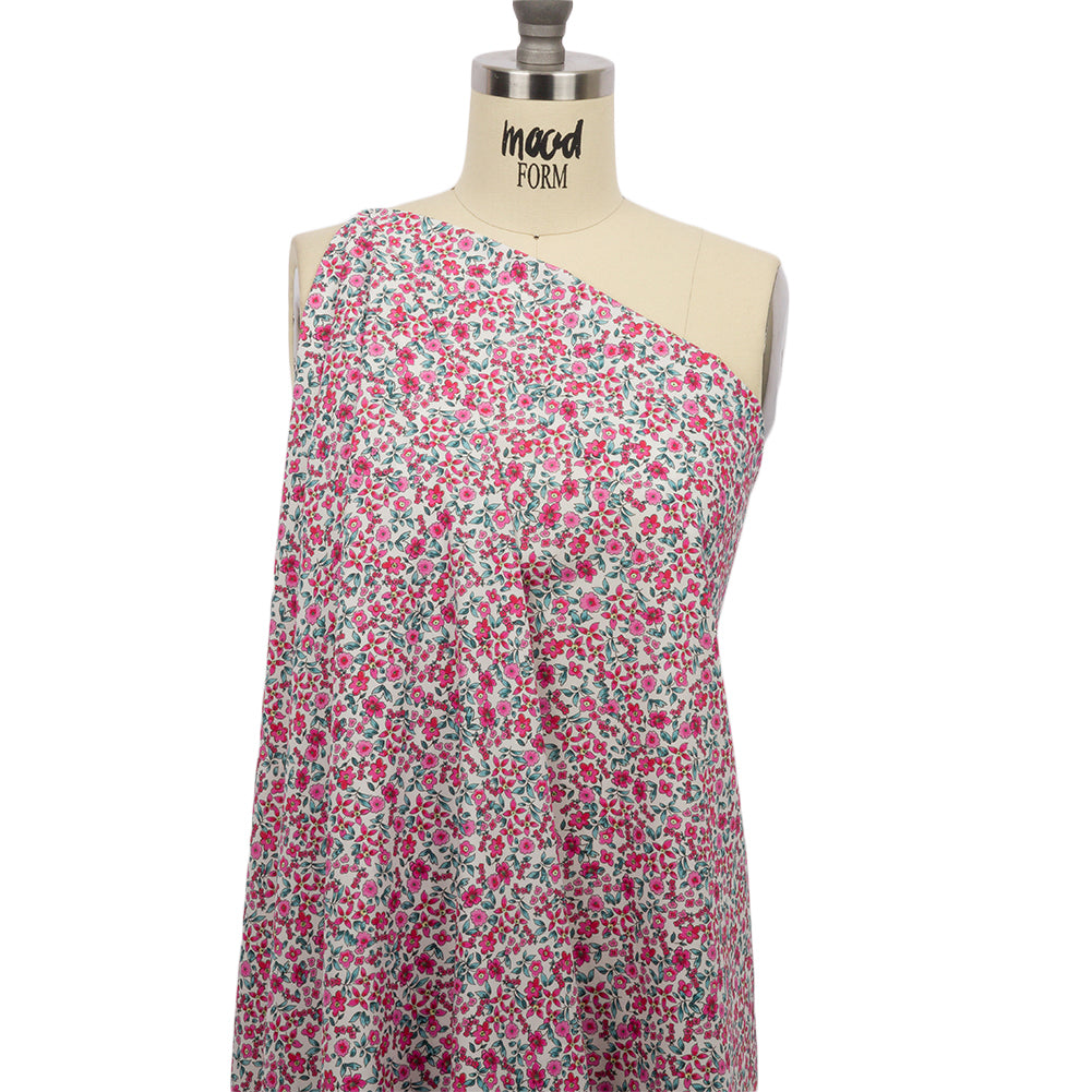 Cotton Poplin - Pink Floral - Botanical Stroll Print - Mood Exclusive Secret Garden Collection - Drape