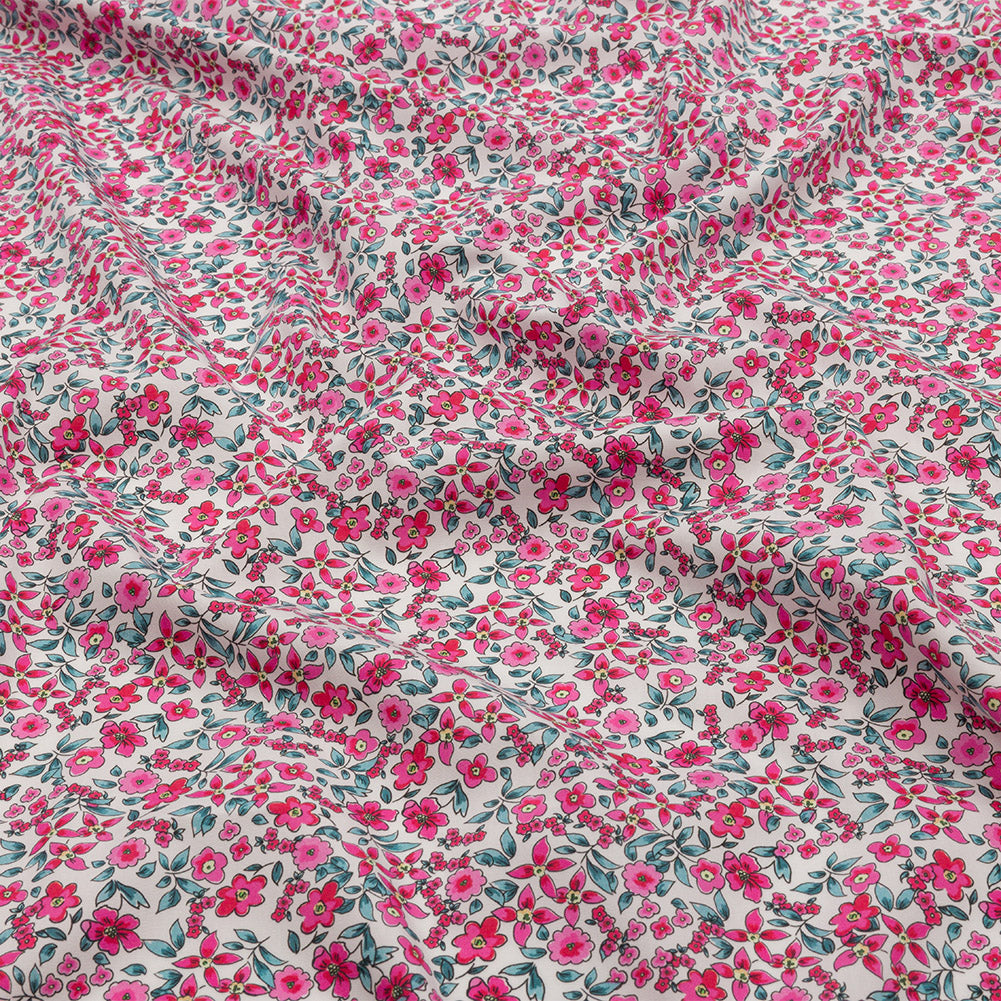 Cotton Poplin - Pink Floral - Botanical Stroll Print - Mood Exclusive Secret Garden Collection