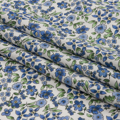 Cotton Poplin - Blue Floral - Botanical Stroll Print - Mood Exclusive Secret Garden Collection