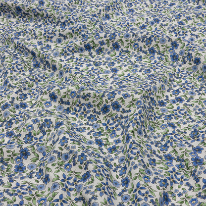 Cotton Poplin - Blue Floral - Botanical Stroll Print - Mood Exclusive Secret Garden Collection