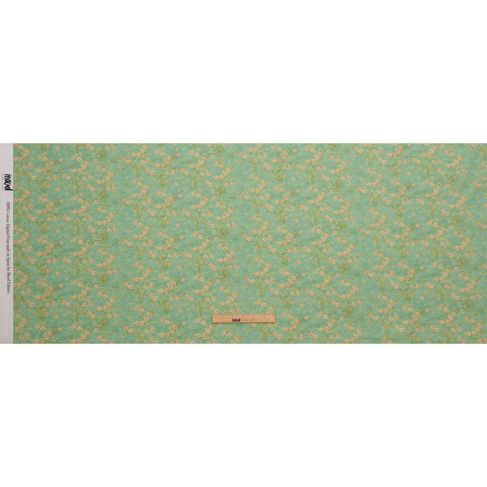 Cotton Poplin - Green and Cream Floral - Flora's Crown Print - Mood Exclusive Secret Garden Collection - Full