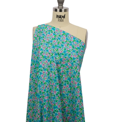 Cotton Voile - Blue and Purple Floral - Isola Bella Print - Mood Exclusive Secret Garden Collection