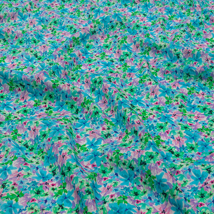Cotton Voile - Blue and Purple Floral - Isola Bella Print - Mood Exclusive Secret Garden Collection