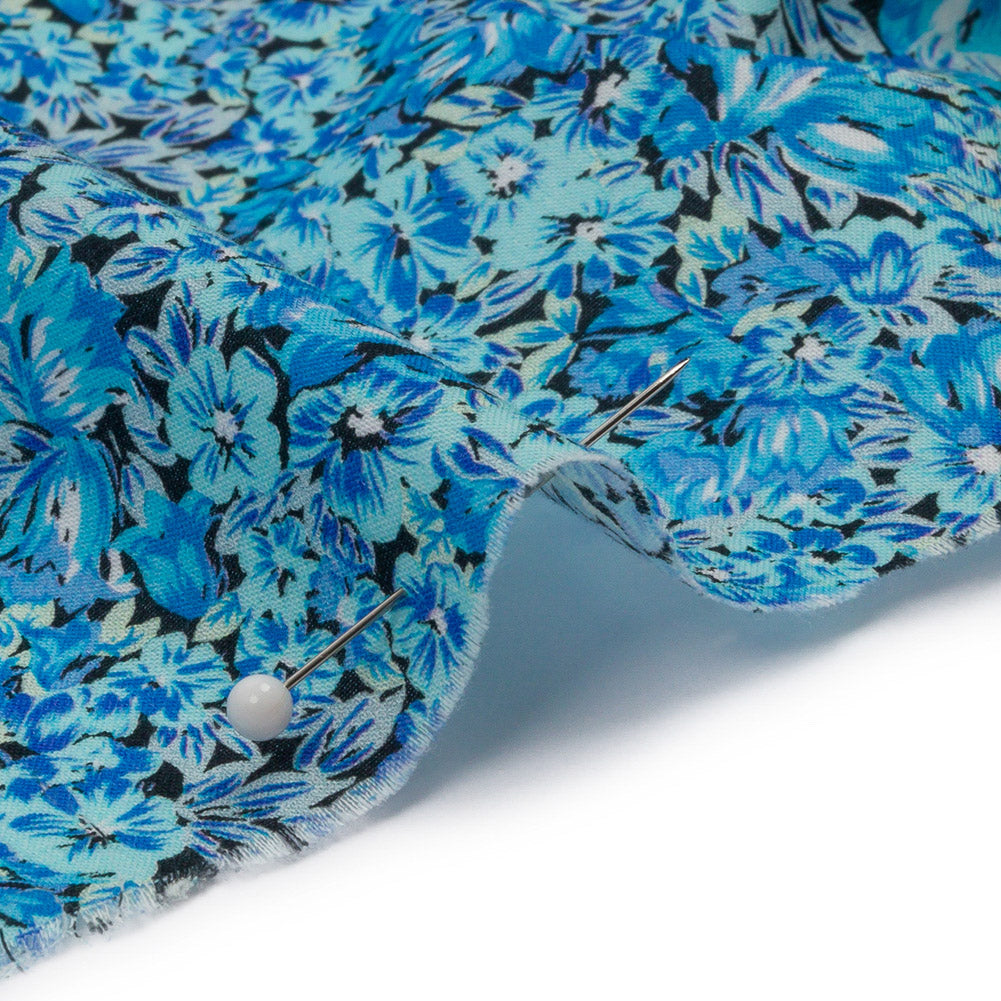 Cotton Voile - Blue Floral - Titania's Dream Print - Mood Exclusive Secret Garden Collection - Detail