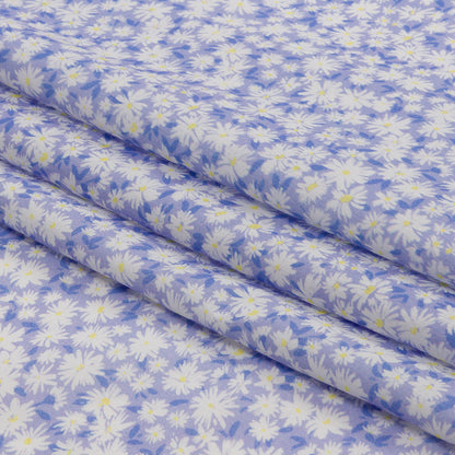 Cotton Voile - Periwinkle and White Floral - Sunday in the Park Print - Mood Exclusive Secret Garden Collection