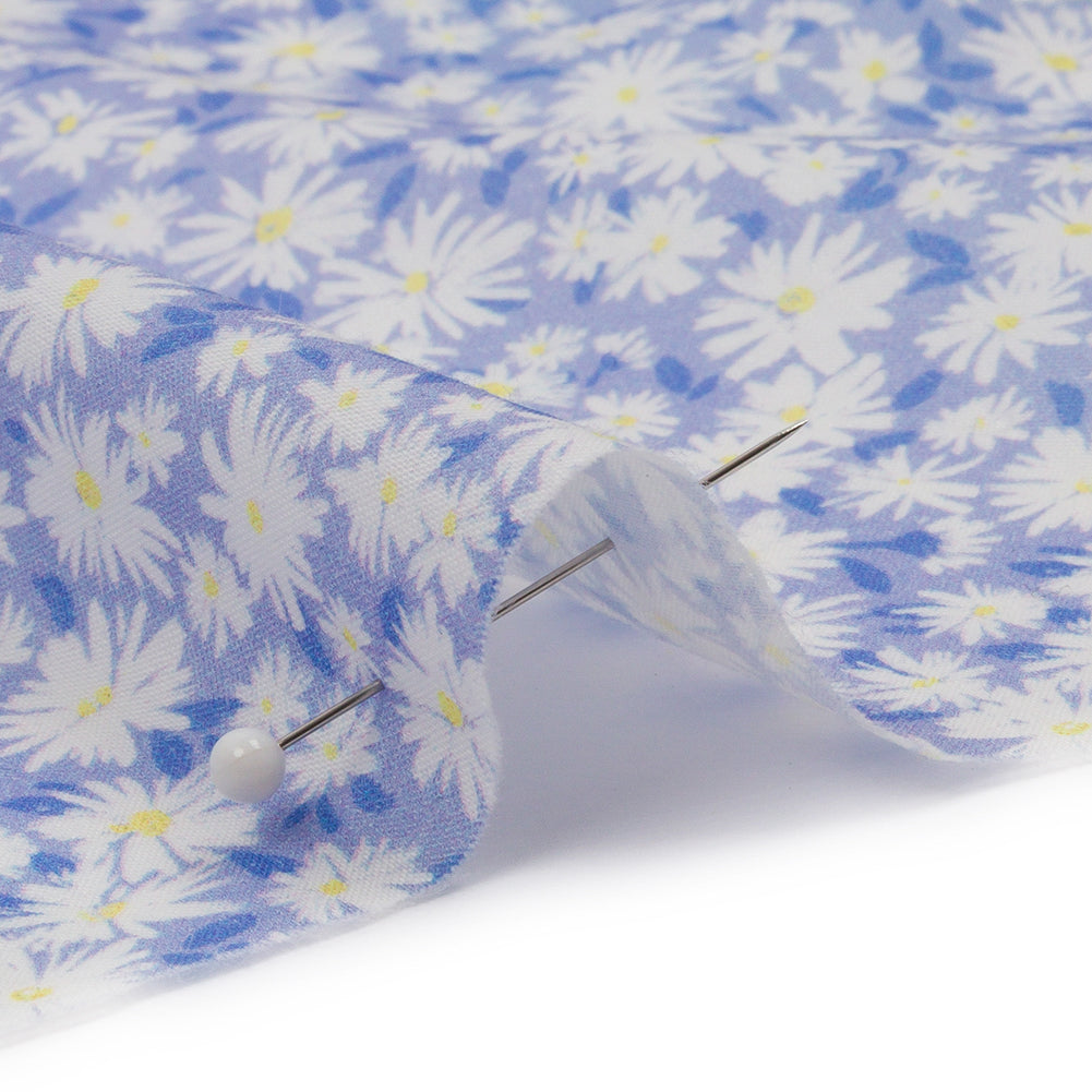 Cotton Voile - Periwinkle and White Floral - Sunday in the Park Print - Mood Exclusive Secret Garden Collection - Detail
