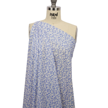 Cotton Voile - Periwinkle and White Floral - Sunday in the Park Print - Mood Exclusive Secret Garden Collection