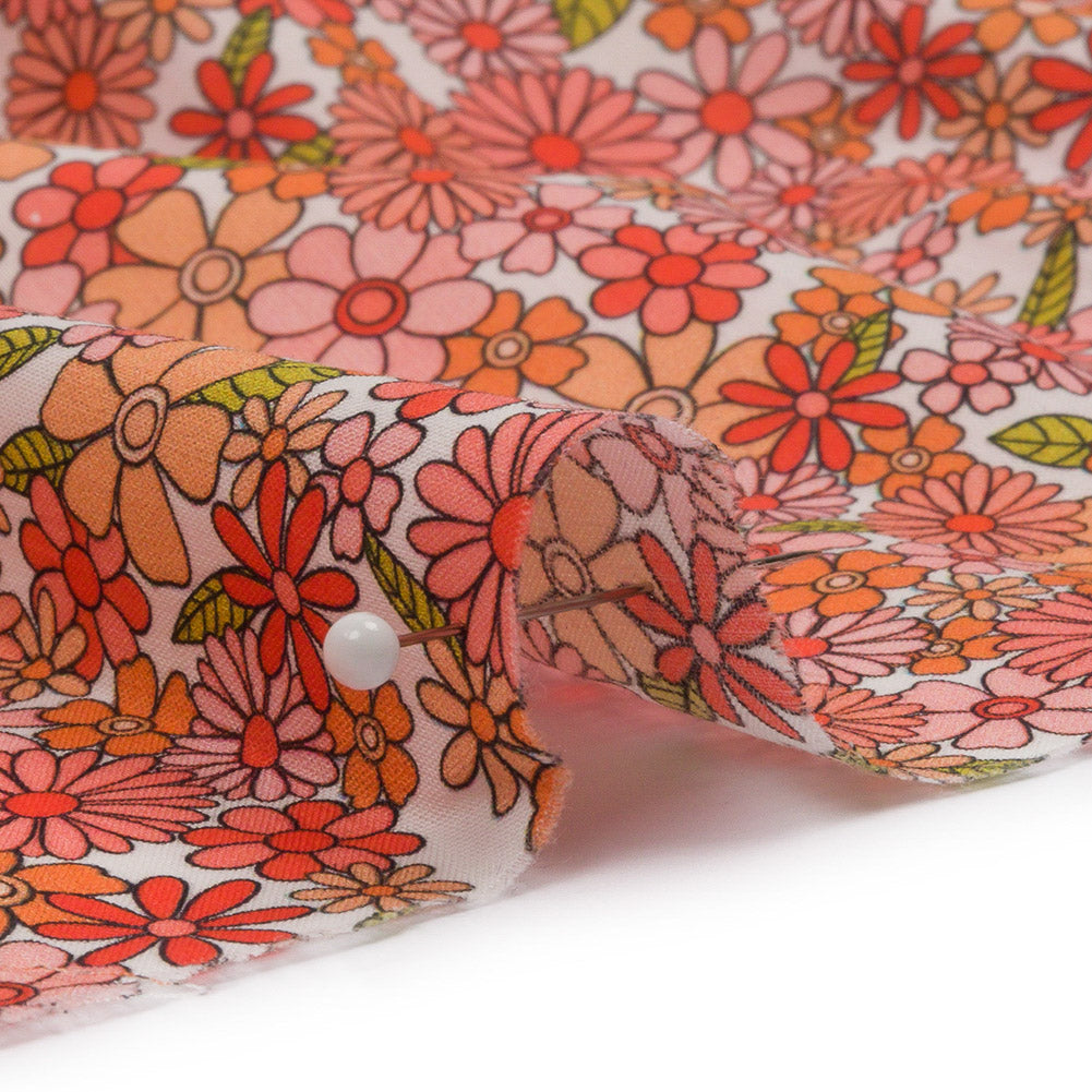 Cotton Voile - Orange Floral - Strawberry Fields Print - Mood Exclusive Secret Garden Collection - Detail