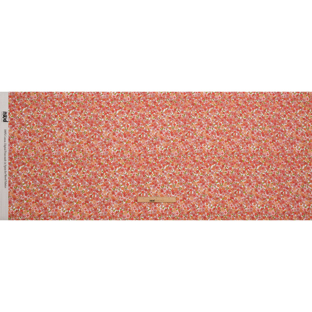 Cotton Voile - Orange Floral - Strawberry Fields Print - Mood Exclusive Secret Garden Collection - Full