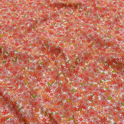 Cotton Voile - Orange Floral - Strawberry Fields Print - Mood Exclusive Secret Garden Collection