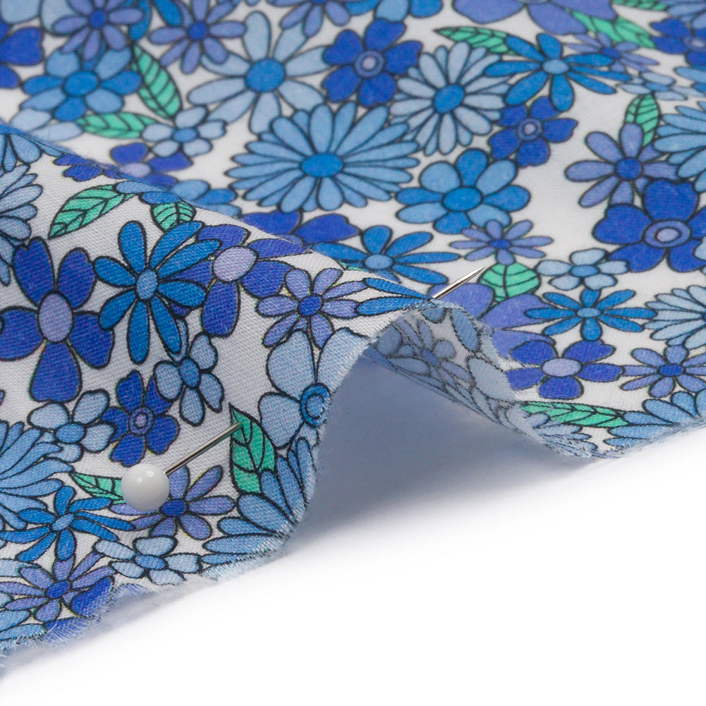 Cotton Voile - Blue Floral - Strawberry Fields Print - Mood Exclusive Secret Garden Collection - Detail