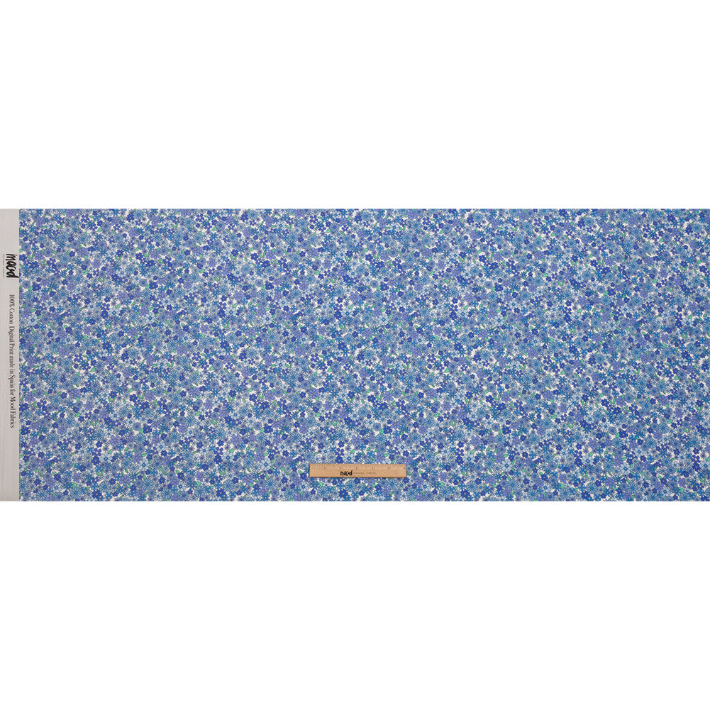 Cotton Voile - Blue Floral - Strawberry Fields Print - Mood Exclusive Secret Garden Collection - Full