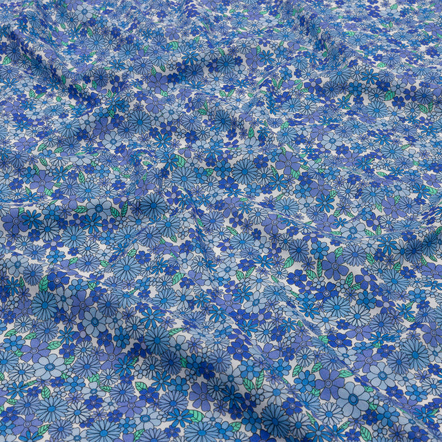 Cotton Voile - Blue Floral - Strawberry Fields Print - Mood Exclusive Secret Garden Collection
