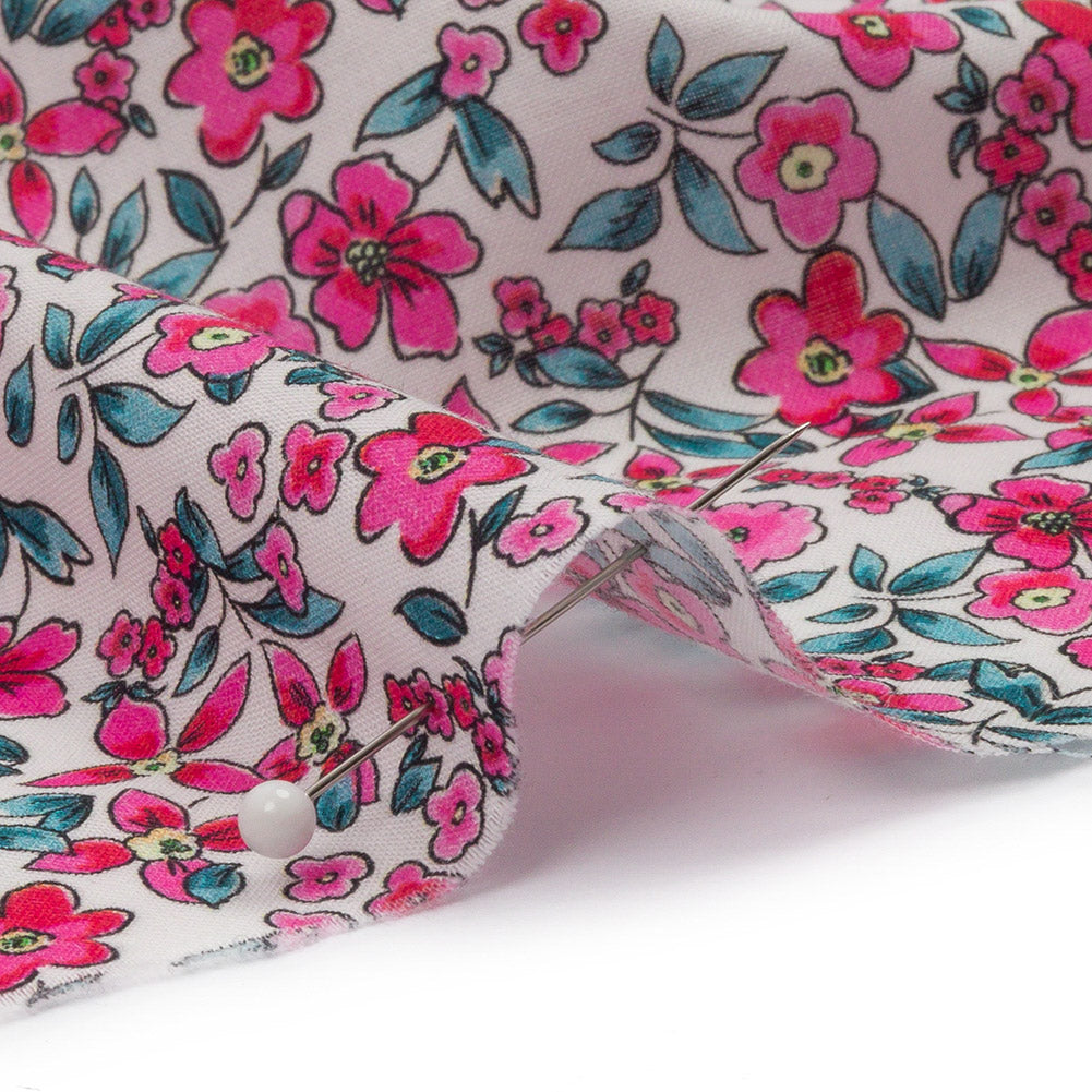 Cotton Voile - Pink Floral - Botanical Stroll Print - Mood Exclusive Secret Garden Collection - Detail