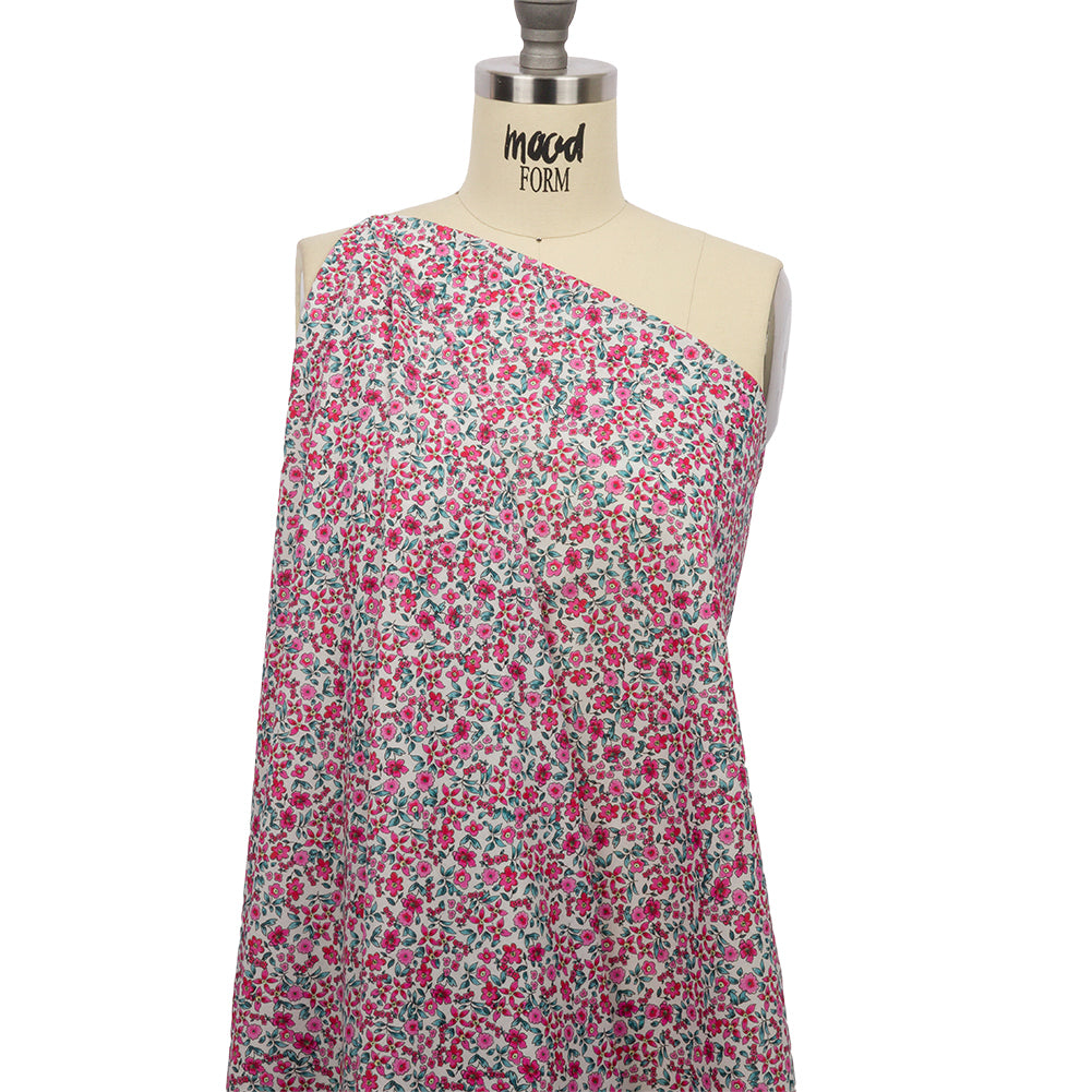 Cotton Voile - Pink Floral - Botanical Stroll Print - Mood Exclusive Secret Garden Collection - Drape