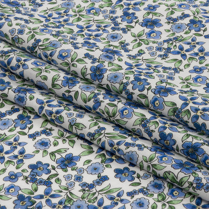 Cotton Voile - Blue Floral - Botanical Stroll Print - Mood Exclusive Secret Garden Collection
