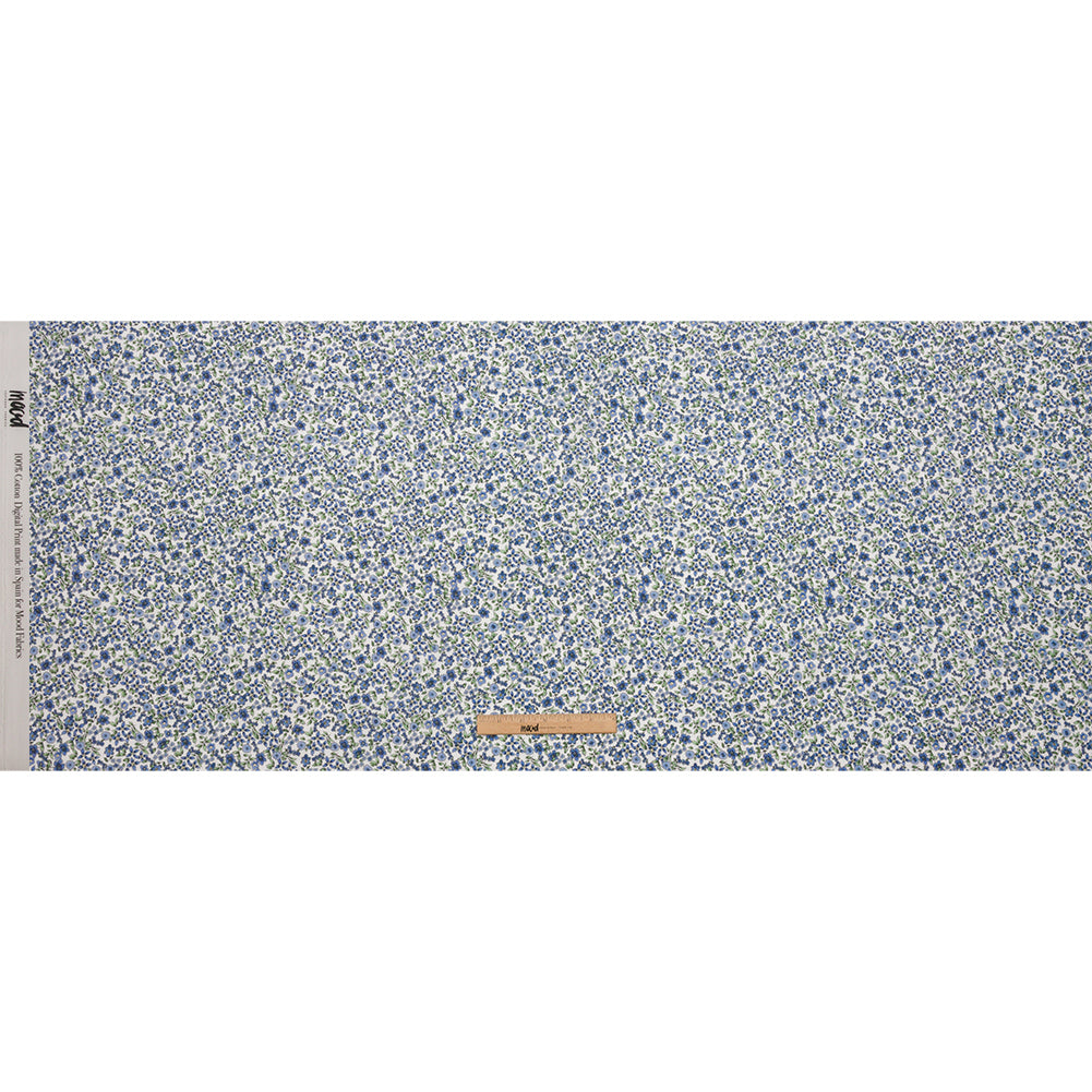 Cotton Voile - Blue Floral - Botanical Stroll Print - Mood Exclusive Secret Garden Collection - Full