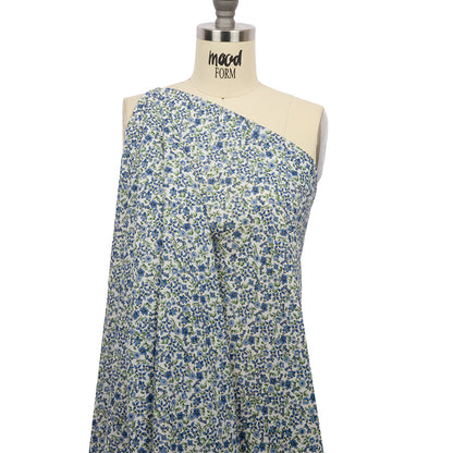 Cotton Voile - Blue Floral - Botanical Stroll Print - Mood Exclusive Secret Garden Collection