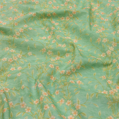 Cotton Voile - Green and Cream Floral - Flora's Crown Print - Mood Exclusive Secret Garden Collection