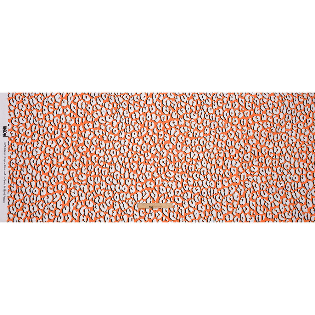 Recycled Polyester Swim Trunk Fabric - Orange and White Animal Spots - Dune Surfing Print - Mood Exclusive Malibu Collection - Full