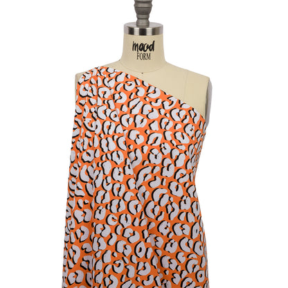 Recycled Polyester Swim Trunk Fabric - Orange and White Animal Spots - Dune Surfing Print - Mood Exclusive Malibu Collection