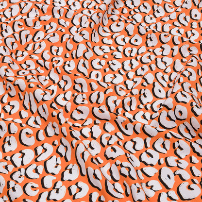 Recycled Polyester Swim Trunk Fabric - Orange and White Animal Spots - Dune Surfing Print - Mood Exclusive Malibu Collection