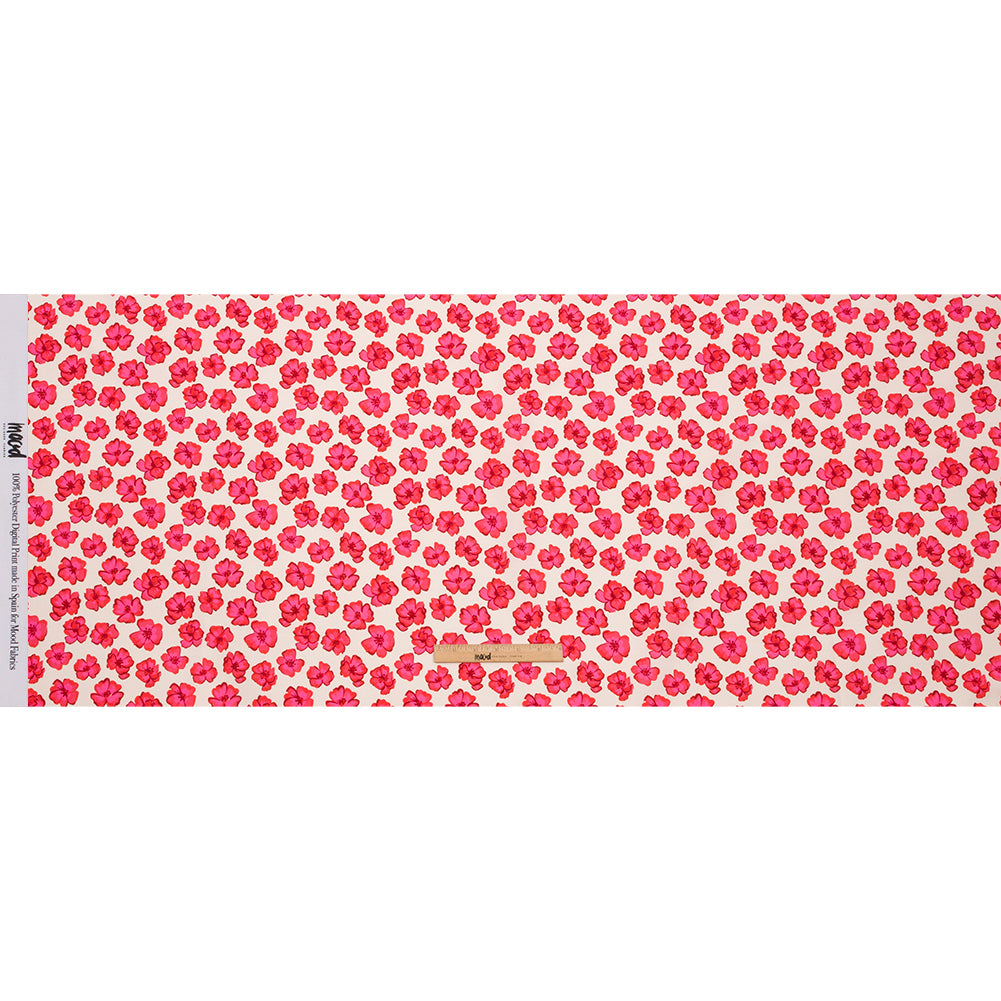 Recycled Polyester Swim Trunk Fabric - White and Pink Floral - Hawaiian Rollercoaster Print - Mood Exclusive Malibu Collection - Full