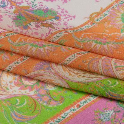 Viscose Georgette Panel - Paisley Stripes and Squares - Cypress Daydreams Print - Mood Exclusive Gisele Collection