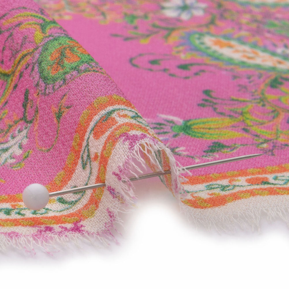 Viscose Georgette Panel - Paisley Stripes and Squares - Cypress Daydreams Print - Mood Exclusive Gisele Collection - Detail