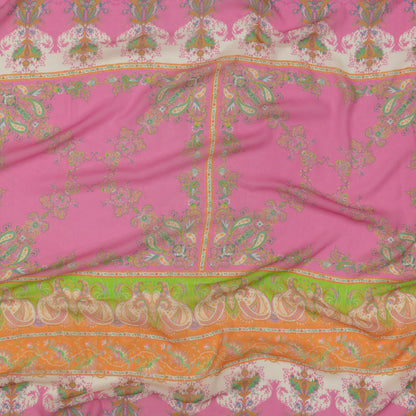 Viscose Georgette Panel - Paisley Stripes and Squares - Cypress Daydreams Print - Mood Exclusive Gisele Collection
