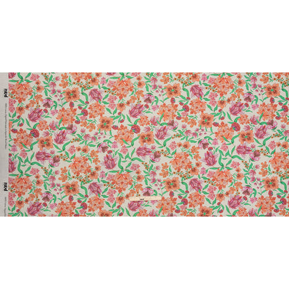 Cotton Voile - Pink and Orange Floral - Lennox Estate Print - Mood Exclusive Gisele Collection