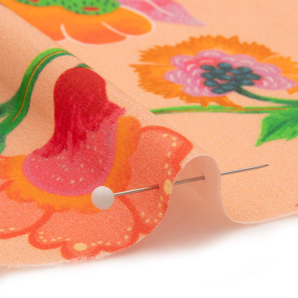 Cotton Voile - Peach Floral Vines - Sherbert Shandy Print - Mood Exclusive Gisele Collection - Detail