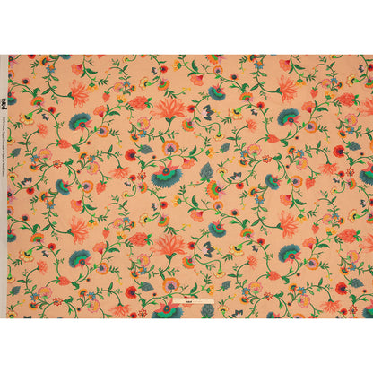 Cotton Voile - Peach Floral Vines - Sherbert Shandy Print - Mood Exclusive Gisele Collection