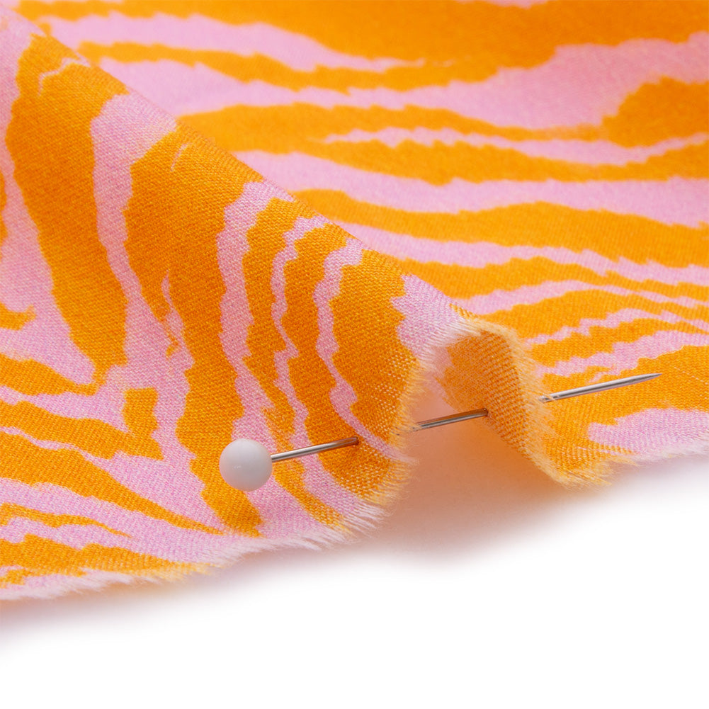 Cotton Voile - Pink and Orange Animal Stripes - Saffron River Print - Mood Exclusive Gisele Collection - Detail