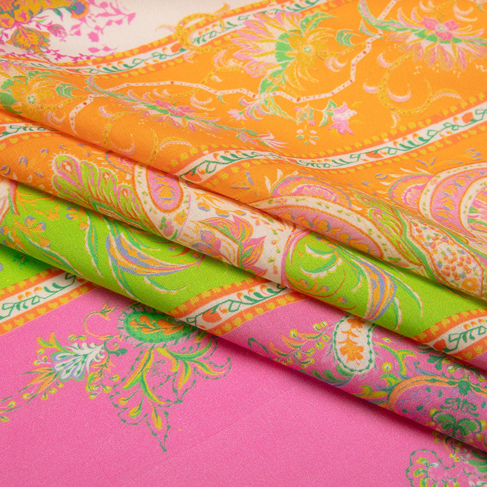 Cotton Voile Panel - Paisley Stripes and Squares - Cypress Daydreams Print - Mood Exclusive Gisele Collection - Folded